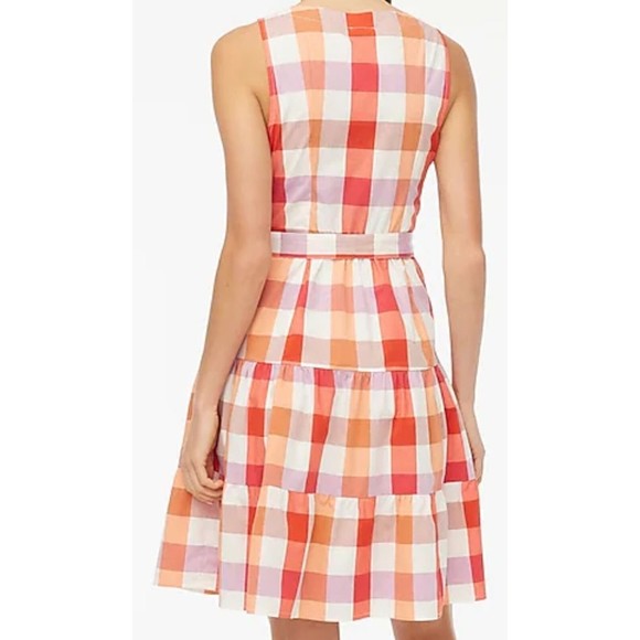 J. Crew Wildfire Dress 20 Sleeveless Red Pink Orange Plaid - Picture 4 of 11